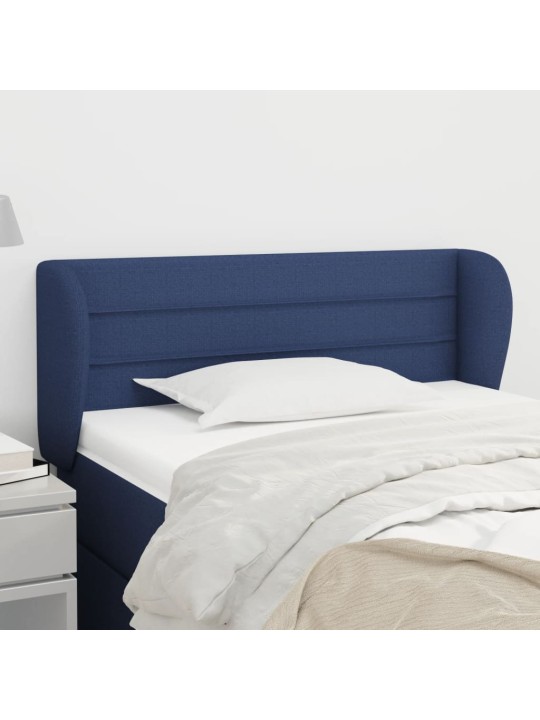 Čelo postele typu ušák modré 103x23x78/88 cm textil
