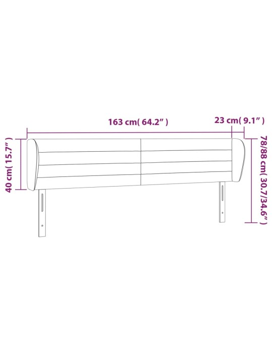 Čelo postele typu ušák modré 163x23x78/88 cm textil