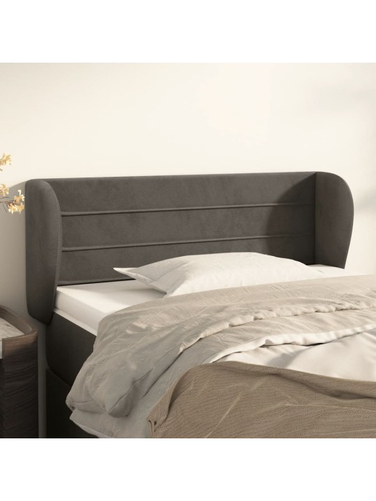 Čelo postele typu ušák tmavě šedé 83x23x78/88 cm samet