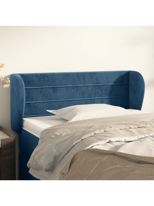Čelo postele typu ušák tmavě modré 83x23x78/88 cm samet