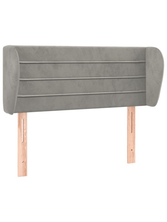 Čelo postele typu ušák světle šedé 93x23x78/88 cm samet
