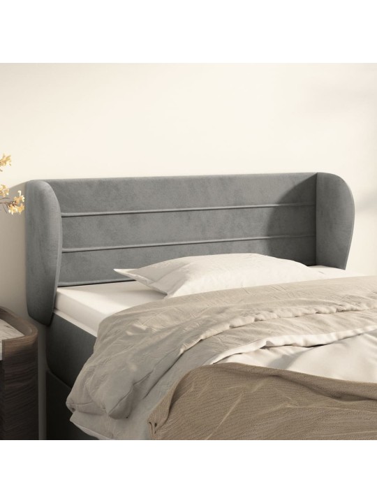 Čelo postele typu ušák světle šedé 93x23x78/88 cm samet