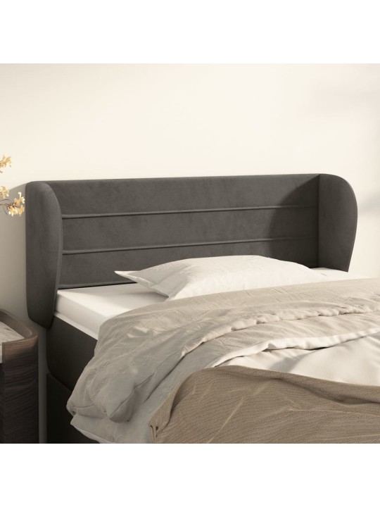 Čelo postele typu ušák tmavě šedé 93x23x78/88 cm samet