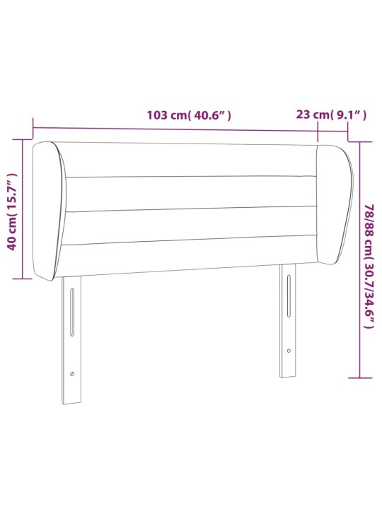 Čelo postele typu ušák tmavě šedé 103x23x78/88 cm samet