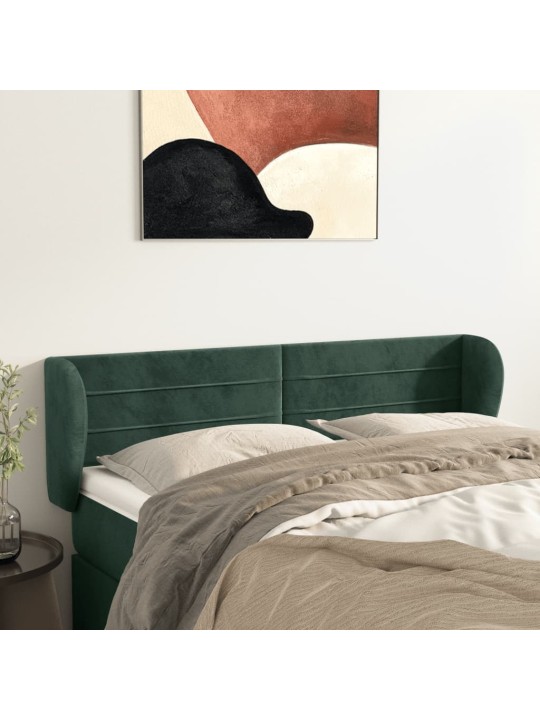Čelo postele typu ušák tmavě zelené 147x23x78/88 cm samet