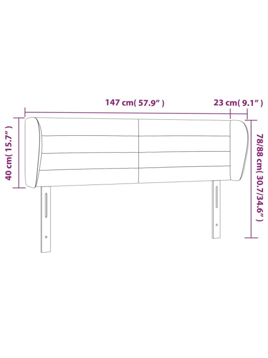 Čelo postele typu ušák tmavě modré 147x23x78/88 cm samet