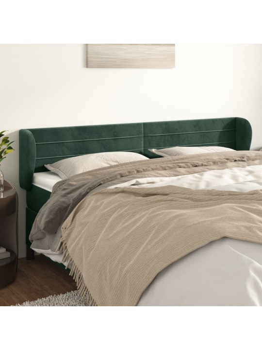 Čelo postele typu ušák tmavě zelené 163x23x78/88 cm samet
