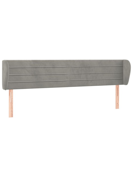 Čelo postele typu ušák světle šedé 183x23x78/88 cm samet