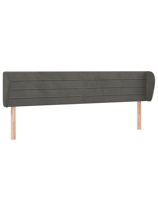 Čelo postele typu ušák tmavě šedé 183x23x78/88 cm samet