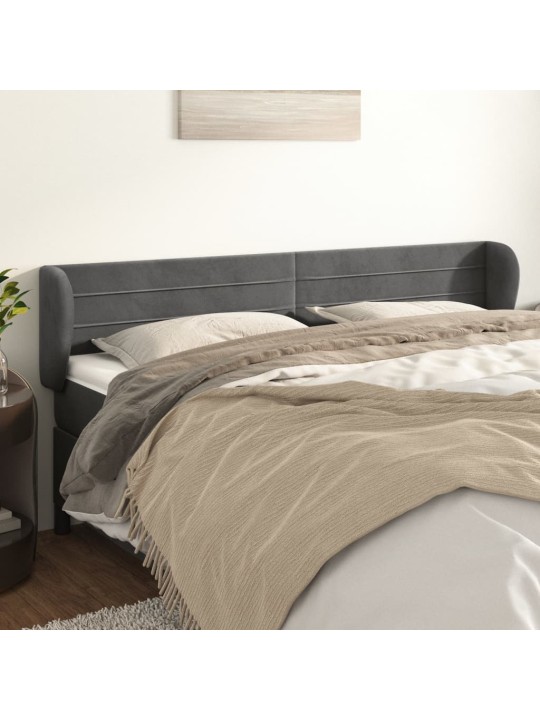 Čelo postele typu ušák tmavě šedé 183x23x78/88 cm samet