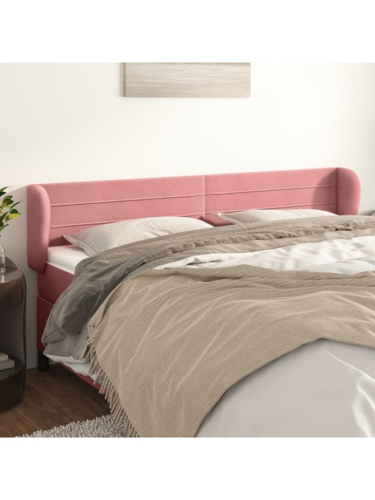 Čelo postele typu ušák růžová 183x23x78/88 cm samet