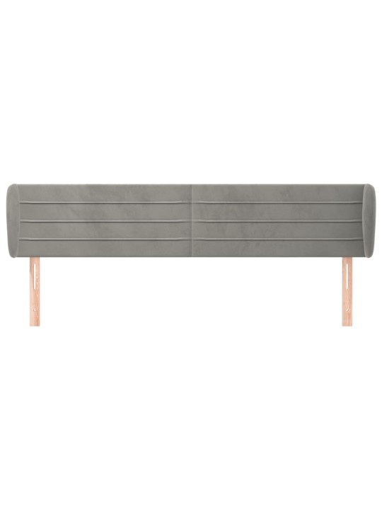 Čelo postele typu ušák světle šedé 203x23x78/88 cm samet