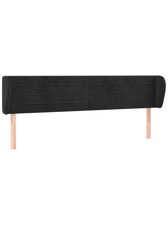 Čelo postele typu ušák černé 203x23x78/88 cm samet