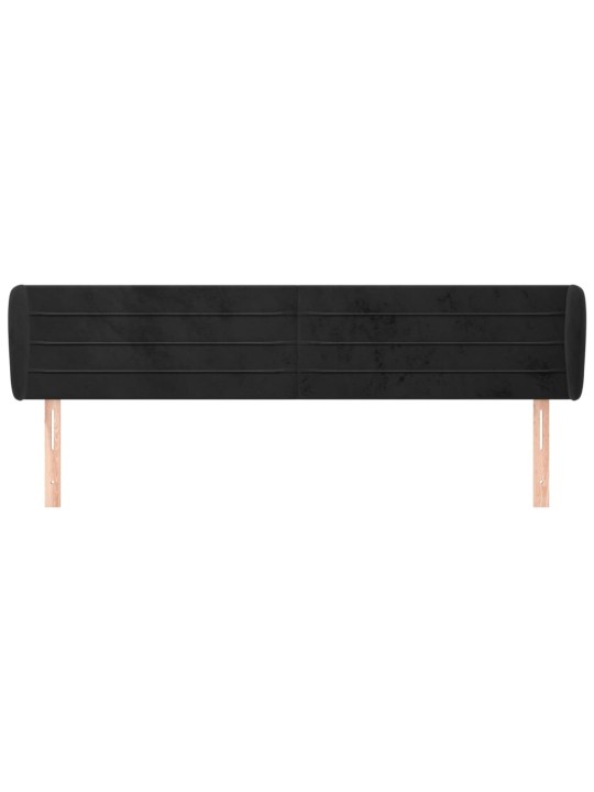 Čelo postele typu ušák černé 203x23x78/88 cm samet