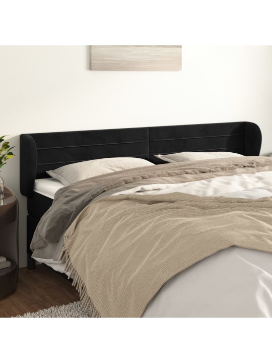 Čelo postele typu ušák černé 203x23x78/88 cm samet
