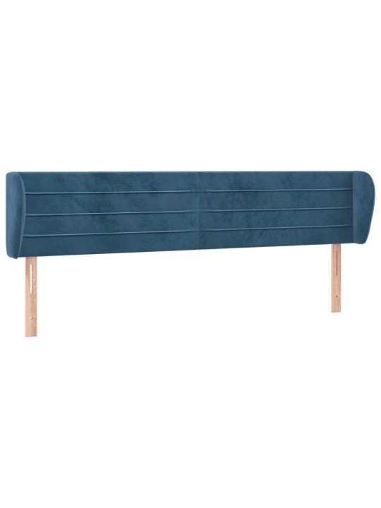 Čelo postele typu ušák tmavě modré 203x23x78/88 cm samet
