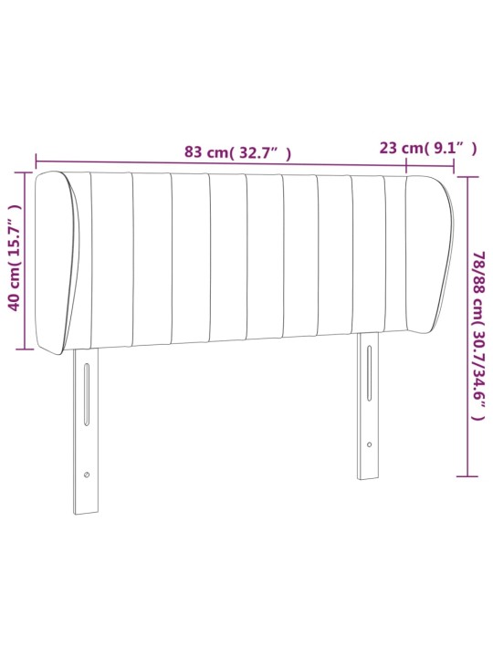 Čelo postele typu ušák tmavě šedé 83x23x78/88 cm textil