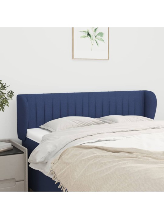 Čelo postele typu ušák modré 147x23x78/88 cm textil