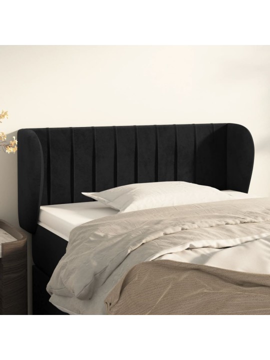 Čelo postele typu ušák černé 83x23x78/88 cm samet