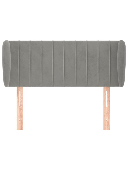 Čelo postele typu ušák světle šedé 93x23x78/88 cm samet