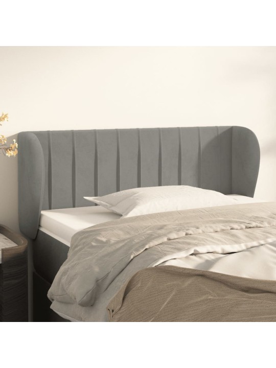Čelo postele typu ušák světle šedé 93x23x78/88 cm samet