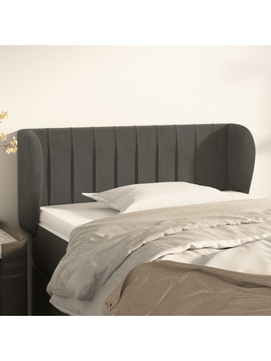 Čelo postele typu ušák tmavě šedé 93x23x78/88 cm samet