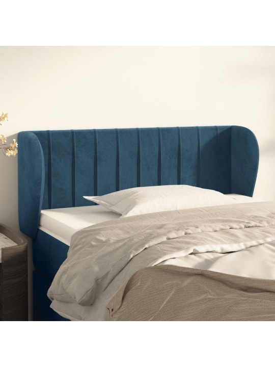 Čelo postele typu ušák tmavě modré 93x23x78/88 cm samet