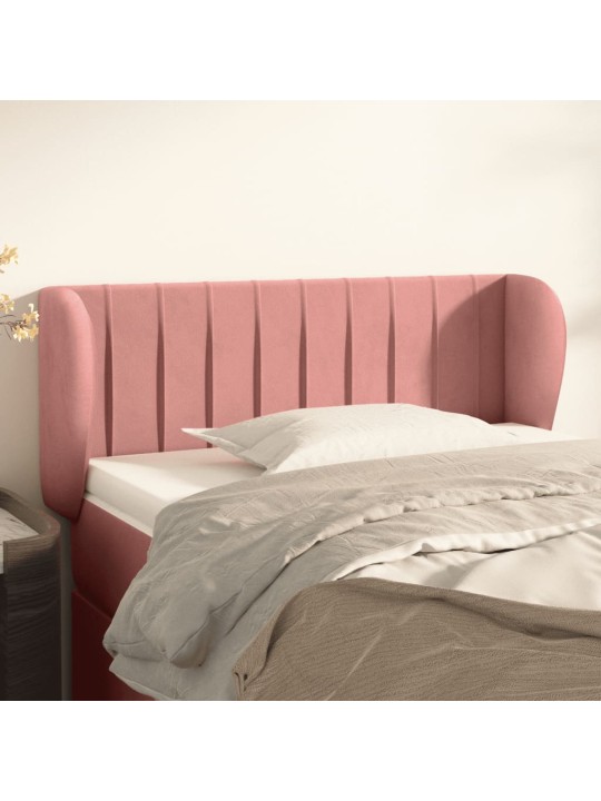 Čelo postele typu ušák růžová 103x23x78/88 cm samet