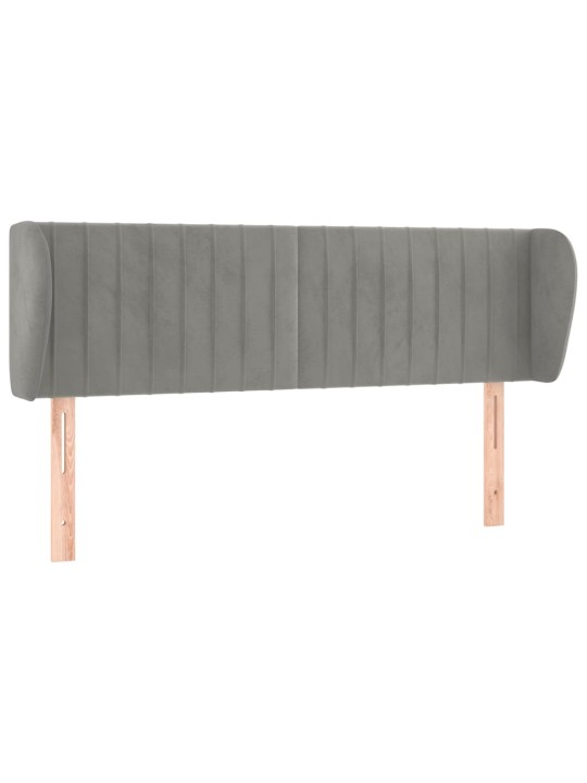 Čelo postele typu ušák světle šedé 147x23x78/88 cm samet