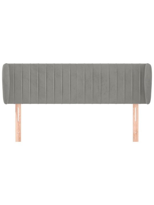 Čelo postele typu ušák světle šedé 147x23x78/88 cm samet