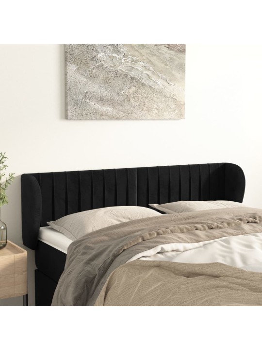 Čelo postele typu ušák černé 147x23x78/88 cm samet