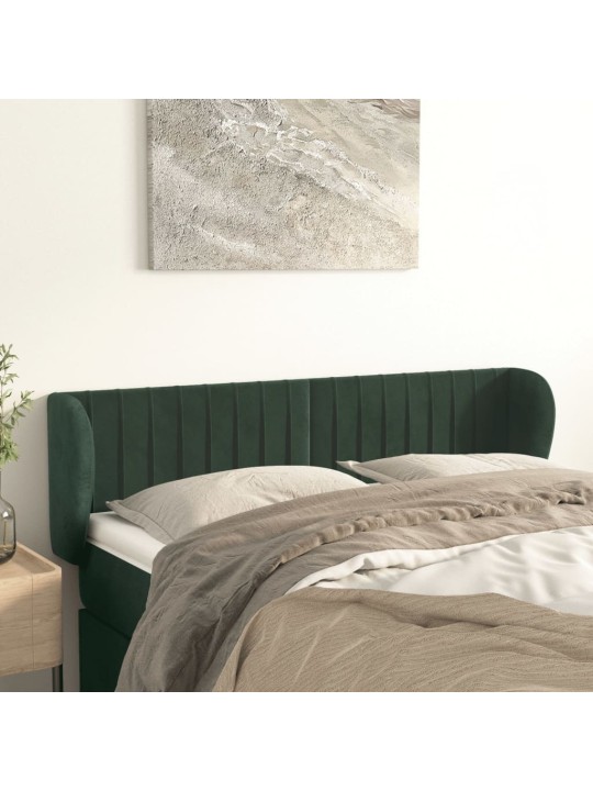 Čelo postele typu ušák tmavě zelené 147x23x78/88 cm samet