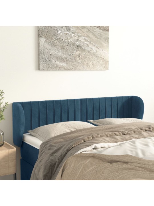 Čelo postele typu ušák tmavě modré 147x23x78/88 cm samet
