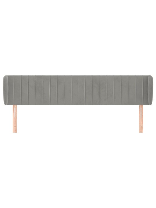Čelo postele typu ušák světle šedé 163x23x78/88 cm samet
