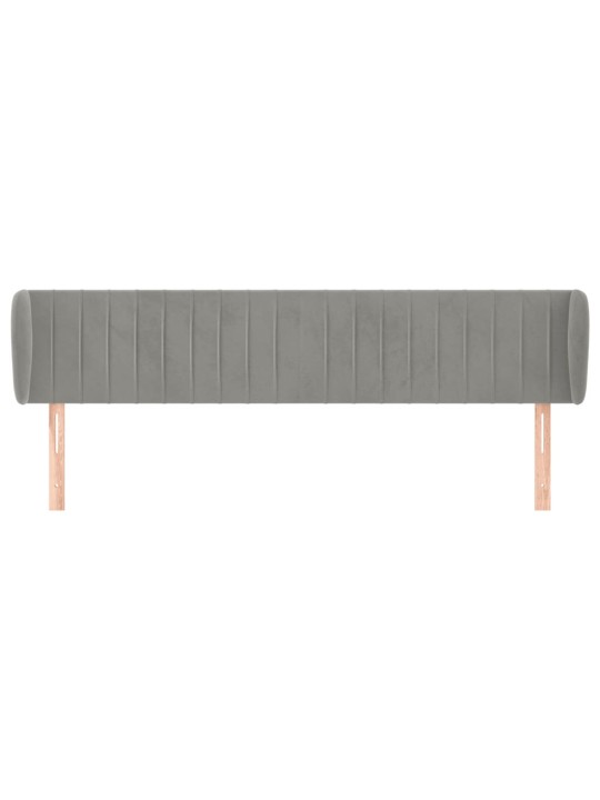 Čelo postele typu ušák světle šedé 183x23x78/88 cm samet