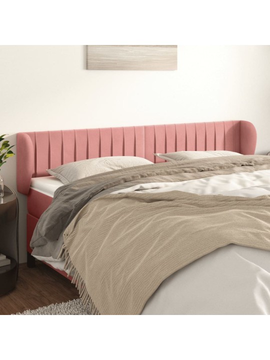 Čelo postele typu ušák růžová 183x23x78/88 cm samet