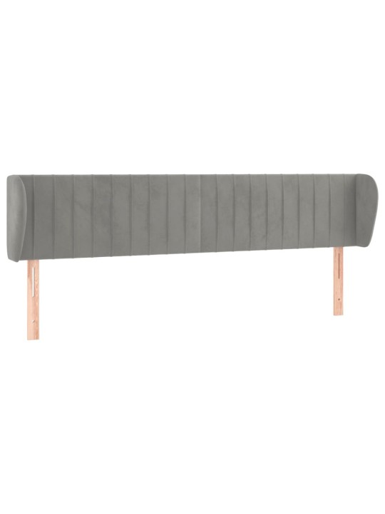 Čelo postele typu ušák světle šedé 203x23x78/88 cm samet