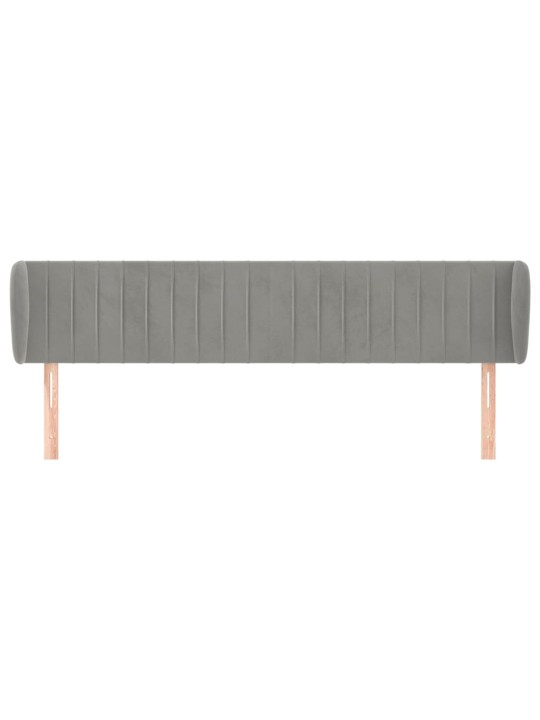 Čelo postele typu ušák světle šedé 203x23x78/88 cm samet