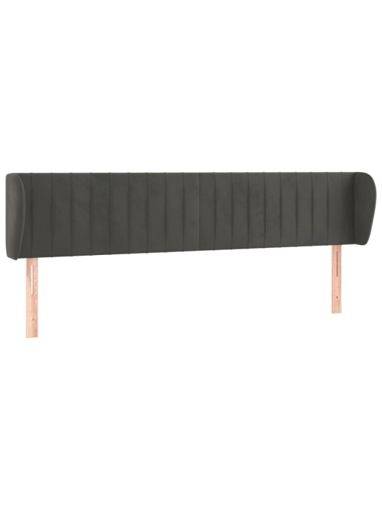 Čelo postele typu ušák tmavě šedé 203x23x78/88 cm samet