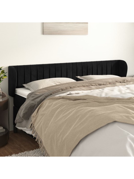Čelo postele typu ušák černé 203x23x78/88 cm samet