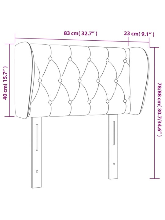 Čelo postele typu ušák tmavě šedé 83x23x78/88 cm textil