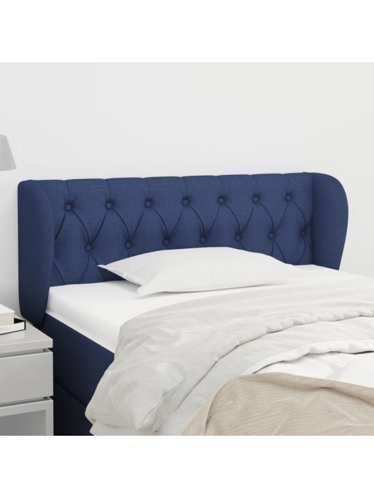 Čelo postele typu ušák modré 103x23x78/88 cm textil