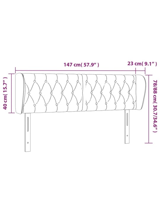 Čelo postele typu ušák tmavě hnědé 147x23x78/88 cm textil