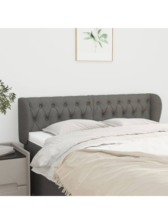 Čelo postele typu ušák tmavě šedé 163x23x78/88 cm textil