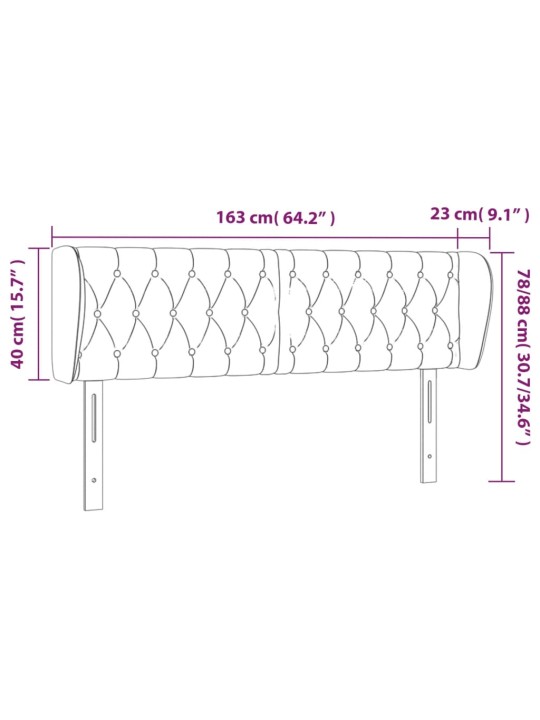 Čelo postele typu ušák modré 163x23x78/88 cm textil