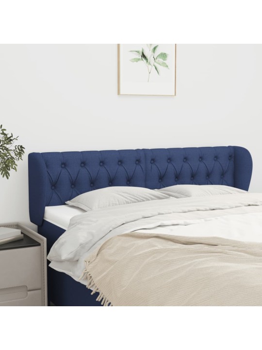 Čelo postele typu ušák modré 163x23x78/88 cm textil