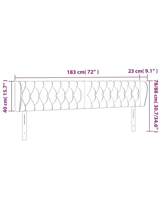Čelo postele typu ušák tmavě šedé 183x23x78/88 cm textil