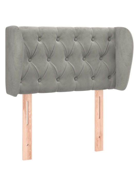 Čelo postele typu ušák světle šedé 83x23x78/88 cm samet