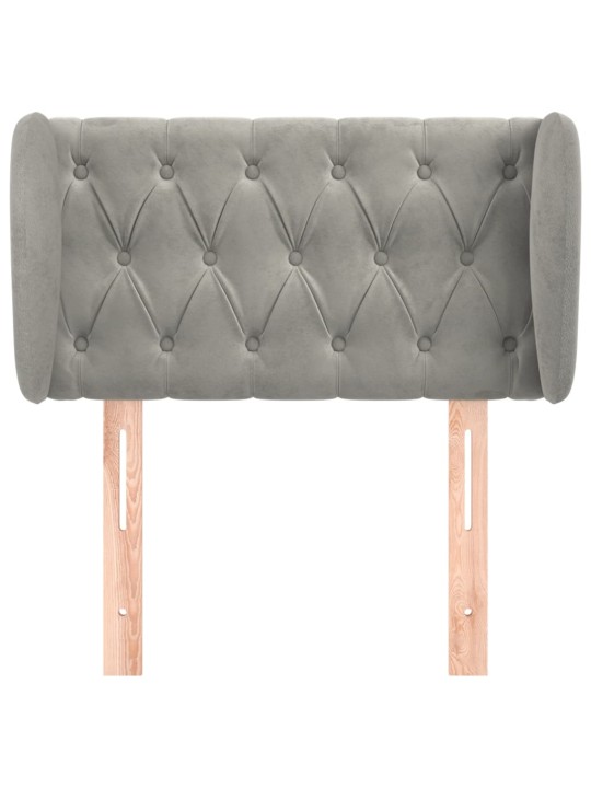 Čelo postele typu ušák světle šedé 83x23x78/88 cm samet