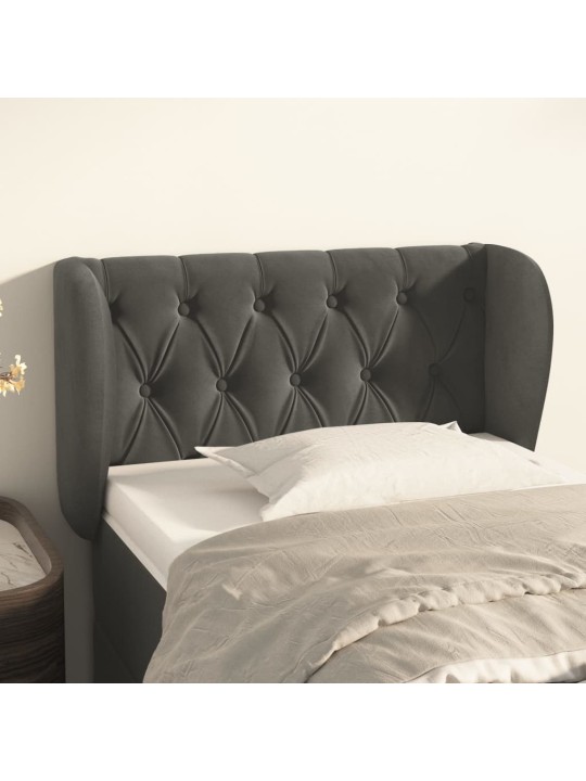 Čelo postele typu ušák tmavě šedé 83x23x78/88 cm samet
